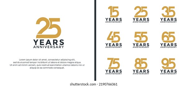 set of anniversary logotype brown and black color on white background for celebration moment