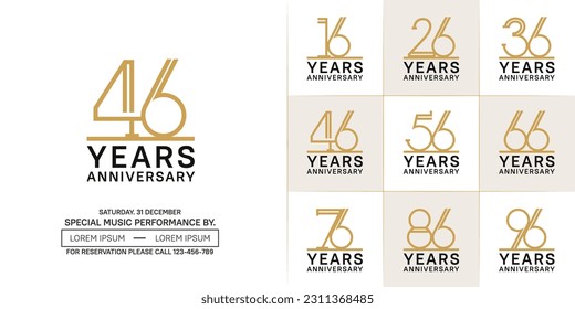 set of anniversary logotype brown and black color for special celebration event