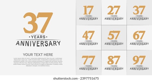 Juego de Aniversario Logotipo color marrón se puede usar para celebración de día especial