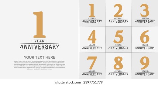Set of Anniversary Logotype brown color can be use for special day celebration
