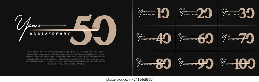 Set of Anniversary Logotype brown color with ribbon can be use for special day celebration