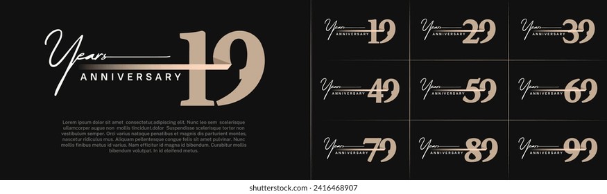 Set of Anniversary Logotype brown color with ribbon can be use for special day celebration