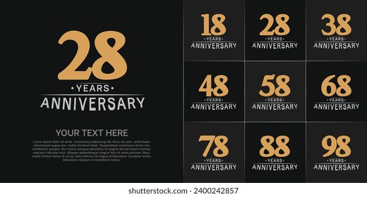 Juego de Aniversario Logotipo color marrón y gris se puede usar para celebración de día especial