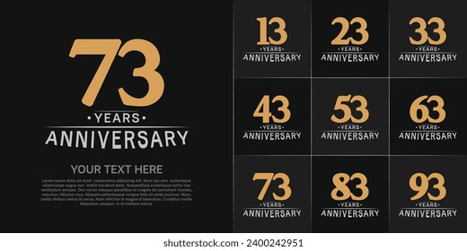 Juego de Aniversario Logotipo color marrón y gris se puede usar para celebración de día especial