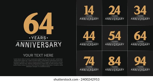 Juego de Aniversario Logotipo color marrón y gris se puede usar para celebración de día especial