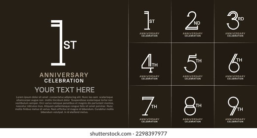 set of anniversary logotype brown and white color for special celebration event