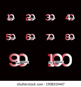 set of Anniversary logotype design, Celebrating Anniversary Colorful Logo for celebration event, invitation, greeting, web template, Flyer and booklet, Play symbol, Colors logo vector