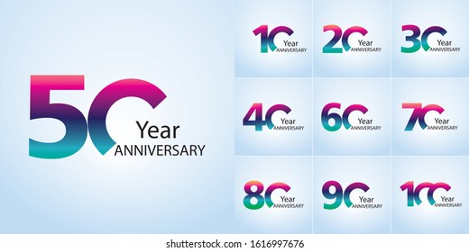 Set of anniversary logotype. elegant anniversary celebration emblem design for booklet, leaflet, magazine, brochure poster, web, invitation or greeting card. Vector illustration.