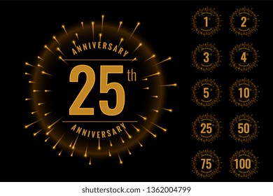 set of anniversary logotype emblem set