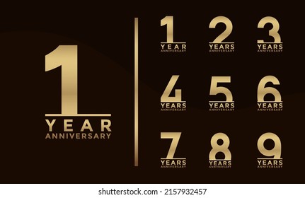 Set of Anniversary logotype and gold color with brown background for celebration