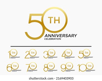 conjunto de aniversario logotipo color oro edición especial sobre fondo blanco para celebración