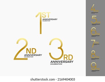 set of anniversary logotype gold color special edition on white background for celebration