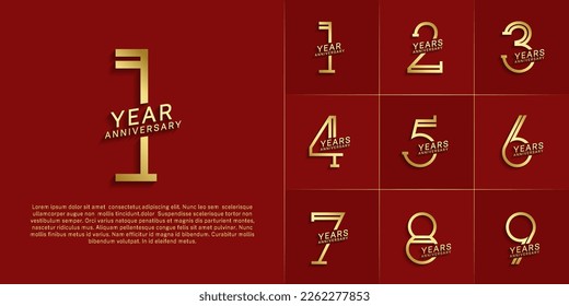 set of anniversary logotype gold color for special celebration event