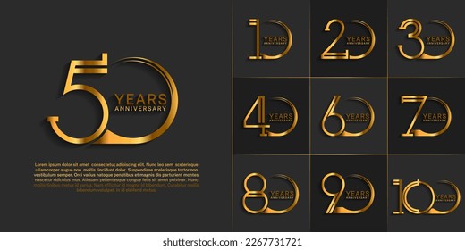 set of anniversary logotype gold color for special celebration event