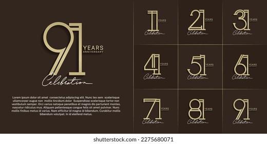 set of anniversary logotype gold color and white calligraphy for special celebration event