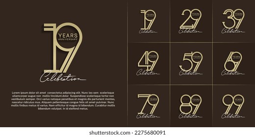 set of anniversary logotype gold color and white calligraphy for special celebration event