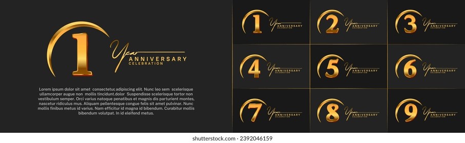 Set of Anniversary Logotype gold color can be use for special day celebration
