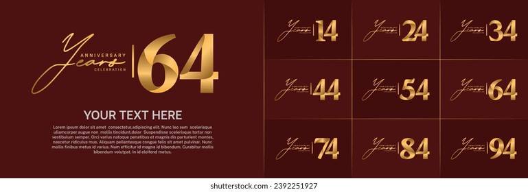 Set of Anniversary Logotype gold color can be use for special day celebration