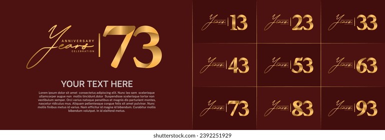 Set of Anniversary Logotype gold color can be use for special day celebration