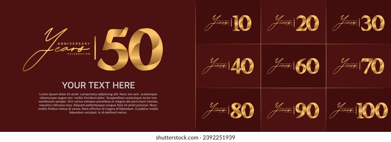 Set of Anniversary Logotype gold color can be use for special day celebration