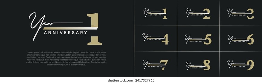 Set of Anniversary Logotype gold color with ribbon can be use for special day celebration