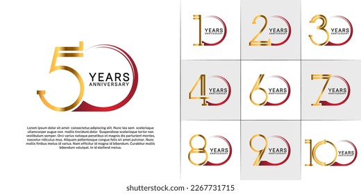 set of anniversary logotype gold and red color for special celebration event