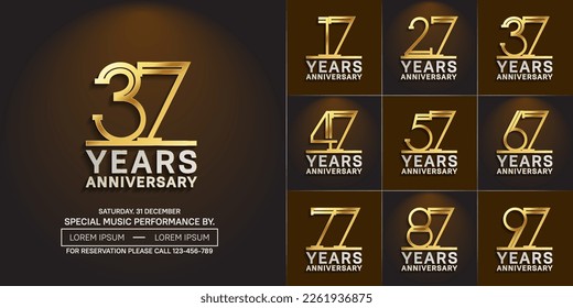 set of anniversary logotype gold and silver color for special celebration event