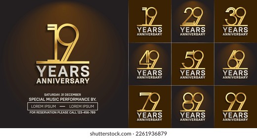 juego de aniversario logotipo oro y color plata para evento de celebración especial