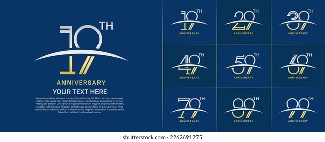 juego de años logotipo oro y plata color con swoosh para un evento especial de celebración