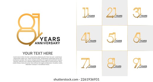 set of anniversary logotype golden and black color for special celebration event