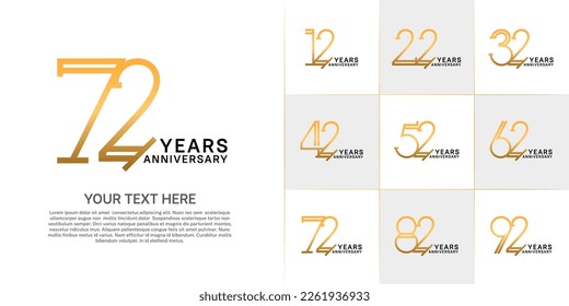 set of anniversary logotype golden and black color for special celebration event