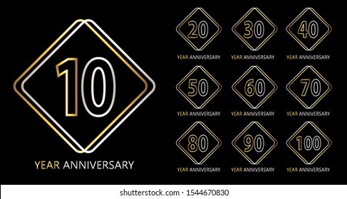 Set Anniversary Logotype Golden Anniversary Celebration Stock Vector Royalty Free