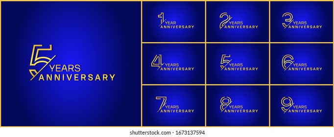 Set of anniversary logotype. Golden anniversary celebration with dotted line style color for booklet, leaflet, magazine, brochure poster, web, invitation or greeting card. Vector illustration.