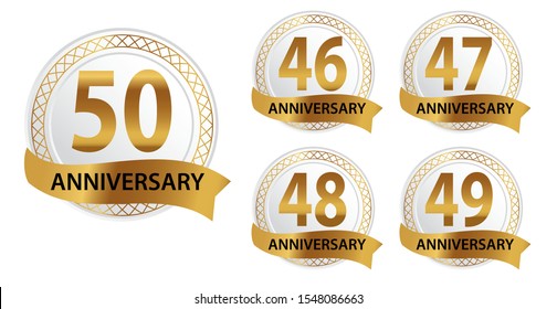 Set Anniversary Logotype Golden Color Celebration Stock Vector (Royalty ...