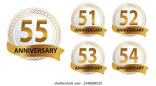 Set Anniversary Logotype Golden Color Celebration Stock Vector Royalty Free