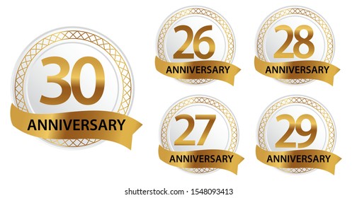set of anniversary logotype with golden color for celebration special moment