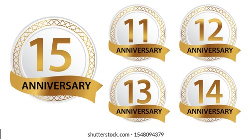 Set Of Anniversary Logotype With Golden Color For Celebration Special Moment