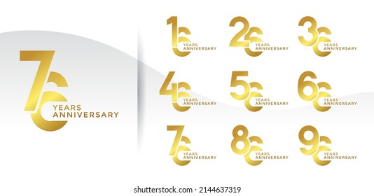 Set of Anniversary logotype and golden color with white background for celebration