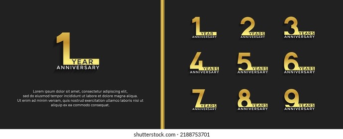 set of anniversary logotype golden color on black background for celebration moment