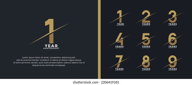 set of anniversary logotype golden color on black background for celebration moment