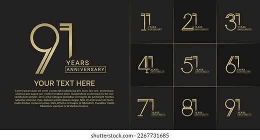set of anniversary logotype golden color for special celebration event