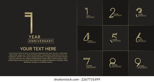 set of anniversary logotype golden color for special celebration event
