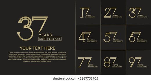 set of anniversary logotype golden color for special celebration event