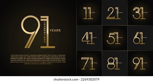 set of anniversary logotype golden color for special celebration event