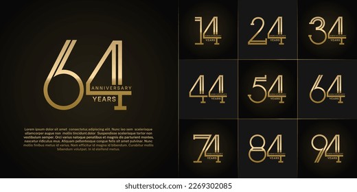 set of anniversary logotype golden color for special celebration event