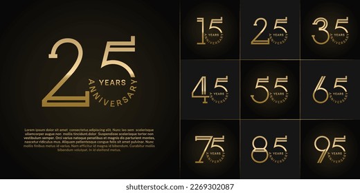 set of anniversary logotype golden color for special celebration event
