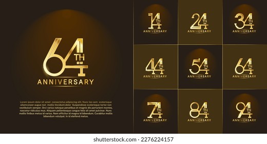 set of anniversary logotype golden color for special celebration event