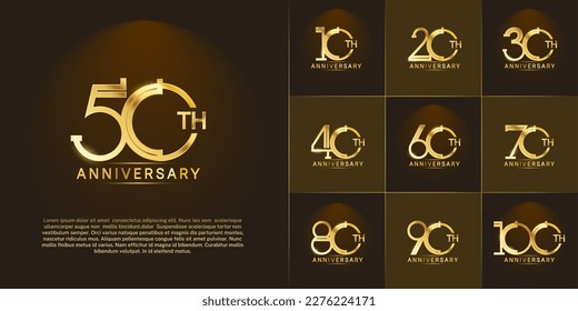 set of anniversary logotype golden color for special celebration event