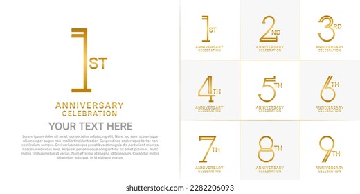 set of anniversary logotype golden color for special celebration event