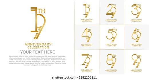 set of anniversary logotype golden color for special celebration event